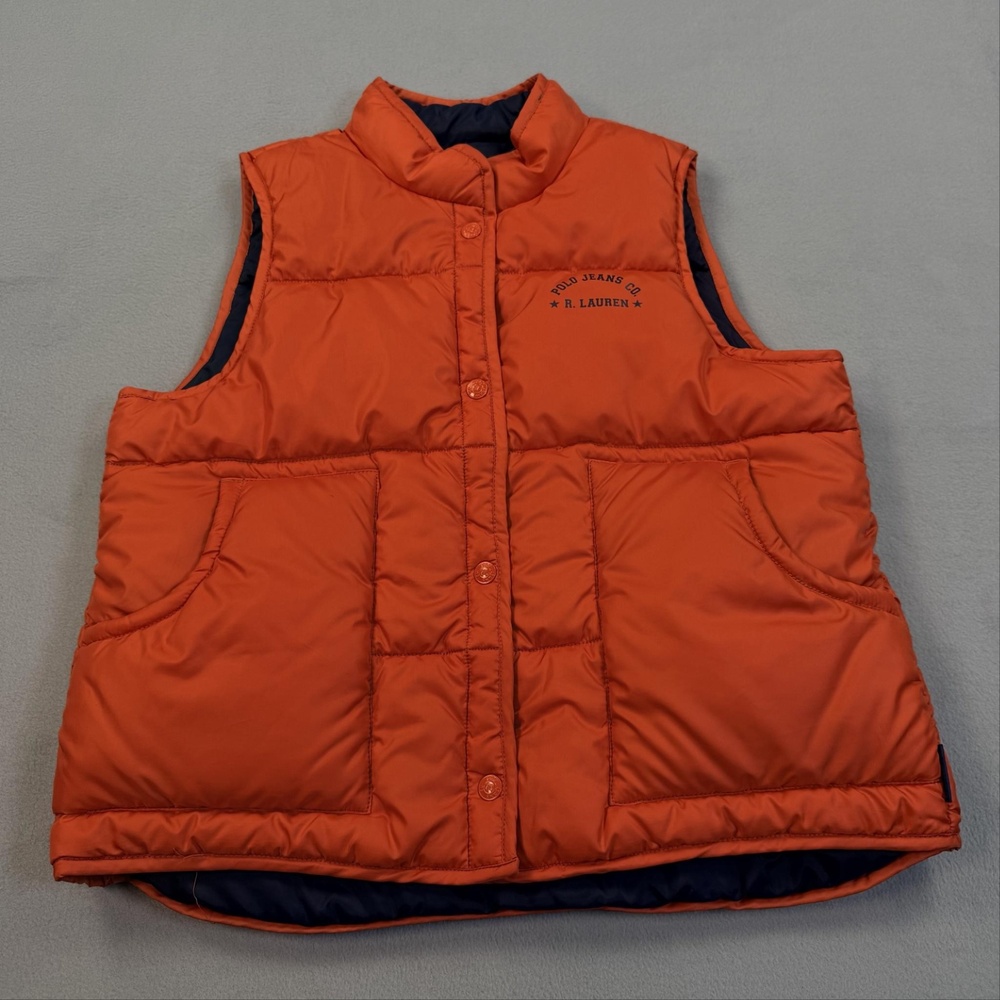 Vintage Polo Jeans Co Ralph Lauren Vest Mens Medium Orange Puffer Hong Kong